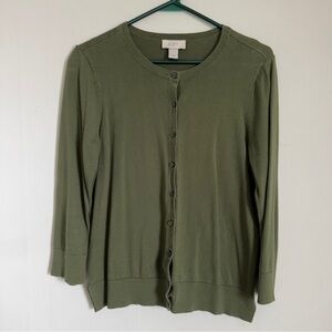 LOFT Olive Button-Up Sweater